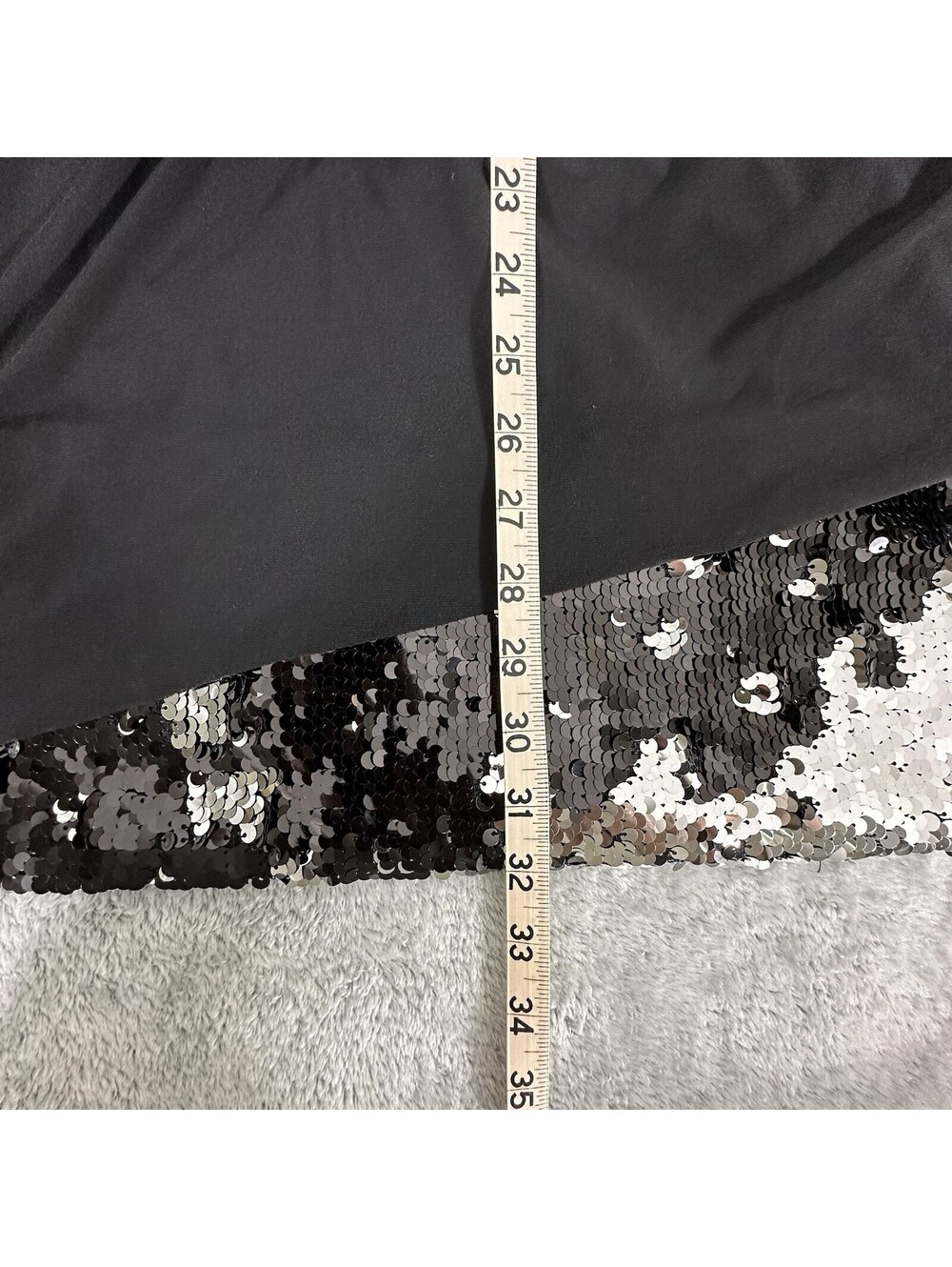 Betsy & Adam Women's 14 Dress Black Long Sleeve Asymmetric Layered Sequin Skirt - Picture 9 of 10